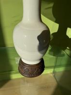 Vintage keramische tafellamp met houten voet, Ophalen
