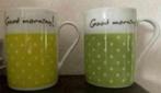 2 mokken met stippen good morning; vrolijke bekers bollen, Huis en Inrichting, Keuken | Servies, Ophalen of Verzenden, Zo goed als nieuw