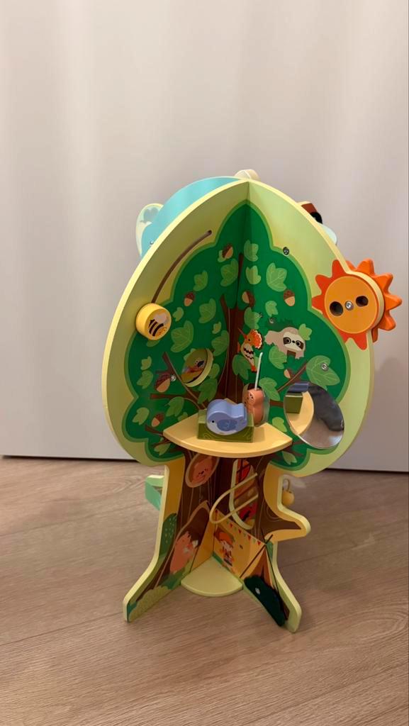 Motoriekboom/activiteitenboom montessori (hout), Kinderen en Baby's, Speelgoed | Houten speelgoed, Zo goed als nieuw, Ophalen