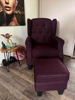 Paarse fauteuil met hocker, Huis en Inrichting, Ophalen, Gebruikt, 50 tot 75 cm