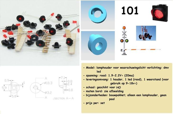 MTHO - enkellamps waarschuwingslicht ROOD -bouwpakket- (101), Hobby en Vrije tijd, Modeltreinen | N-Spoor, Nieuw, Brug, Tunnel of Gebouw