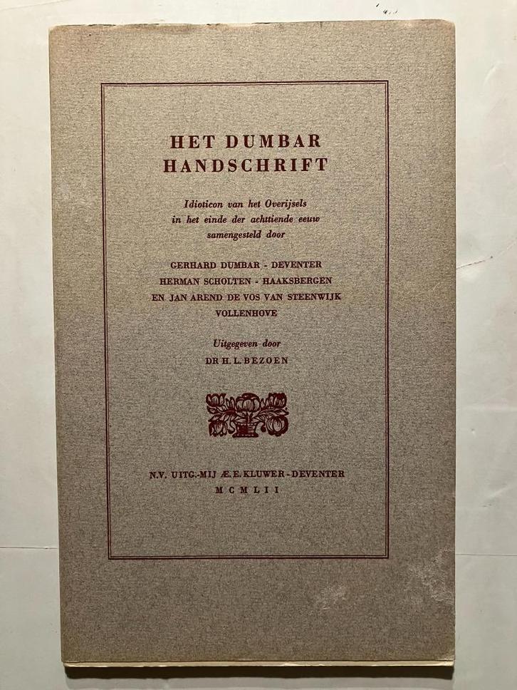 HET DUMBAR HANDSCHRIFT.  Idioticon van het Overijsels, Boeken, Geschiedenis | Stad en Regio, Nieuw, Ophalen of Verzenden