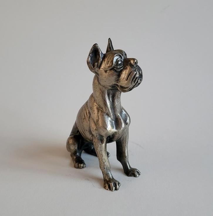 Zwaar tinnen Peltro hondenbeeldje, Antiek en Kunst, Antiek | Tin, Ophalen of Verzenden