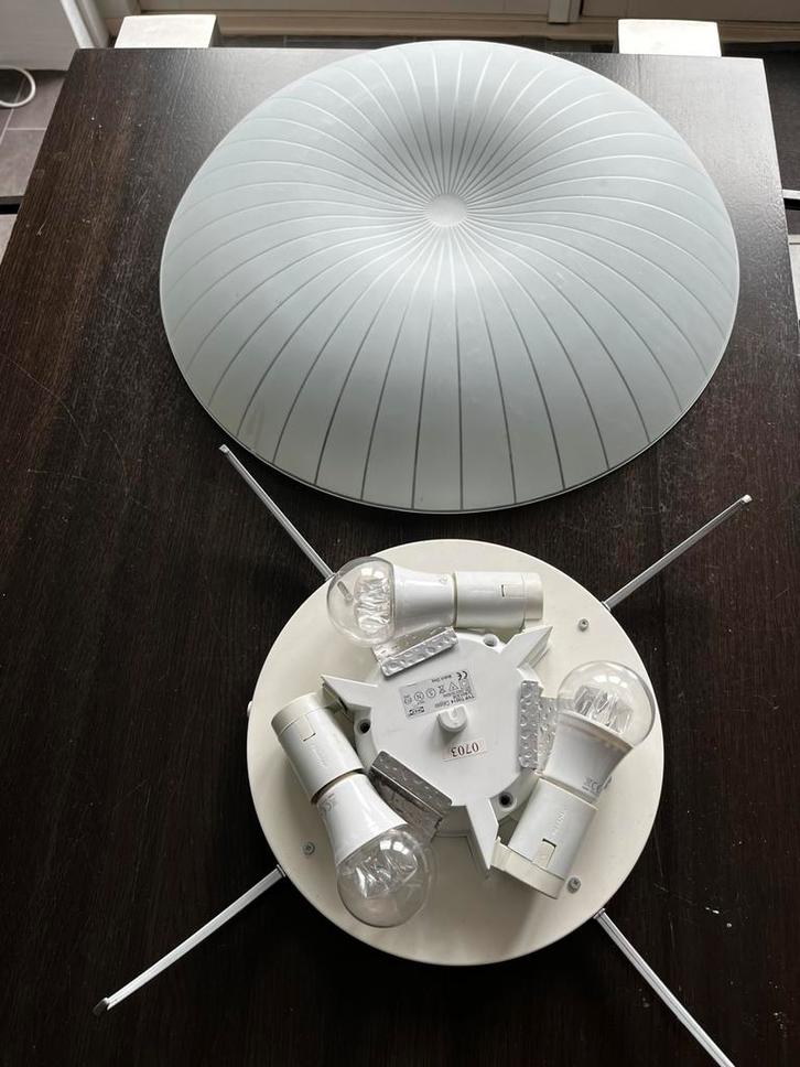 Grote plafonniere 50 cm / glas, Huis en Inrichting, Lampen | Plafondlampen, Zo goed als nieuw, Glas, Ophalen of Verzenden