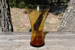 Brocante - Bijzondere glazen vaas!, Ophalen of Verzenden, Gebruikt, Geel, Glas