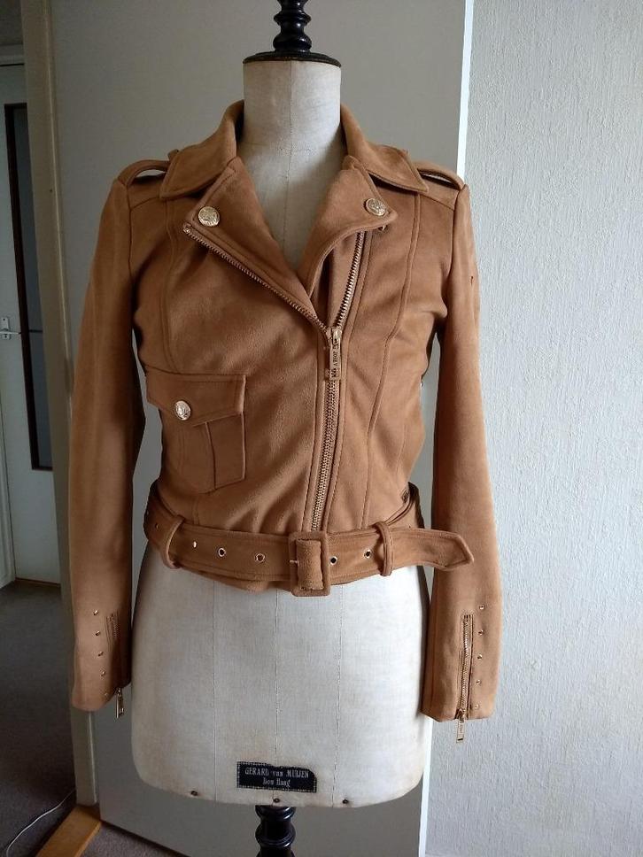 bikerjasje josh v 36, Kleding | Dames, Jasjes, Kostuums en Pakken, Zo goed als nieuw, Jasje, Maat 36 (S), Bruin, Verzenden