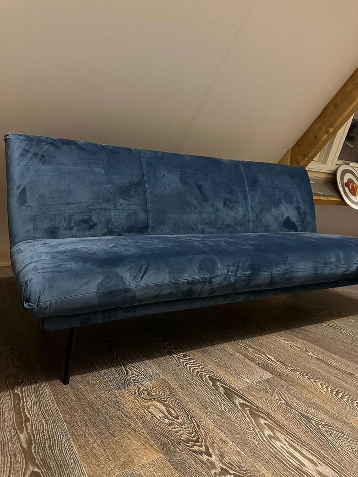 Blauwe Slaapbank Lausanne - Leen Bakker, Huis en Inrichting, Banken | Sofa's en Chaises Longues, Gebruikt, Tweepersoons, 150 tot 200 cm