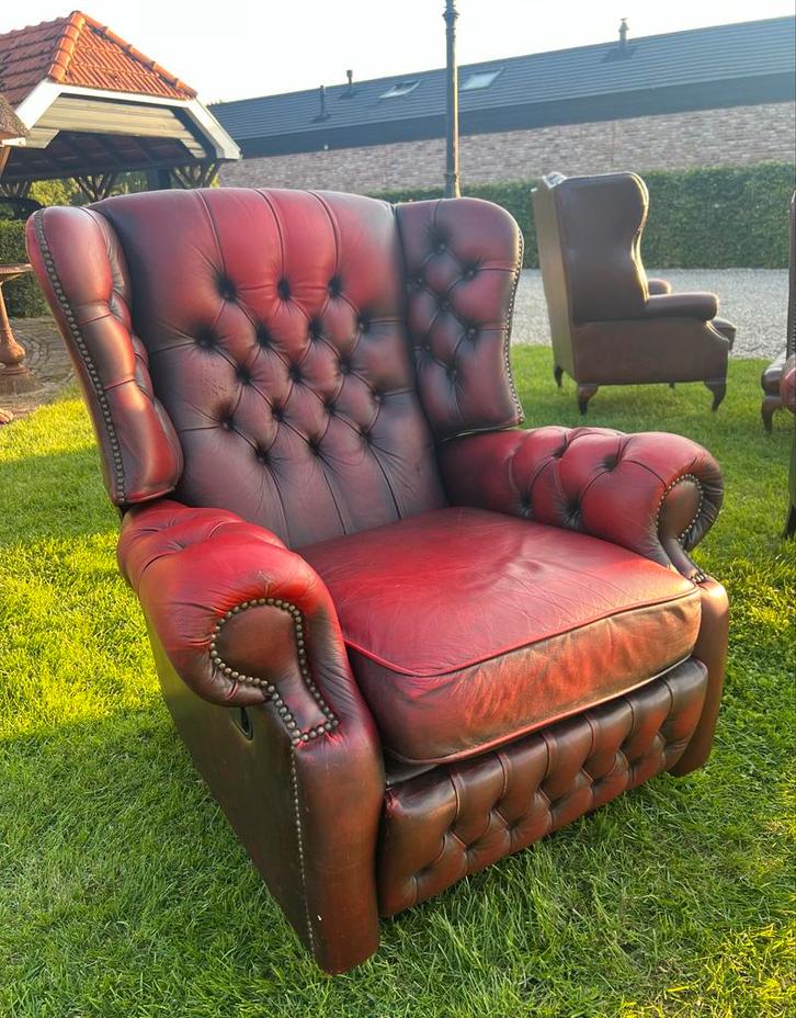 Chesterfield Relax Oorfauteuil, Huis en Inrichting, Fauteuils, Gebruikt, Leer, 75 tot 100 cm, Ophalen