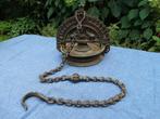 Antieke grote, zware bronzen olielamp, India, ketting, haak, Antiek en Kunst, Antiek | Koper en Brons, Ophalen of Verzenden, Brons