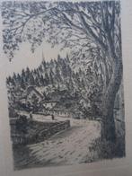 BRUGGE ??, Mooie Ets Berglandschap i/d Sneeuw ?, Antiek en Kunst, Kunst | Etsen en Gravures, Ophalen of Verzenden