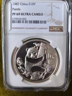 china 1987 10 yuan panda pf69 ultra cameo, Postzegels en Munten, Munten | Azië, Ophalen, Oost-Azië, Losse munt, Zilver