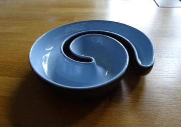 Sier /serveerschaal - blauw / bruin - VINTAGE  beschikbaar voor biedingen