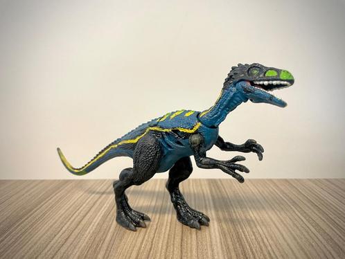 Blauwe Extreme Damage Coelurus - Jurassic World - Mattel, Kinderen en Baby's, Speelgoed | Actiefiguren, Zo goed als nieuw, Ophalen of Verzenden