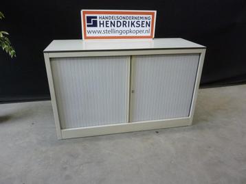 Nette lage kantoorkast / roldeurkast + HPL topblad 120x45x74 beschikbaar voor biedingen