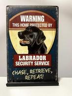 Warning Labrador, metalen tekstbord (Old Look), Huis en Inrichting, Woonaccessoires | Tekstborden en Spreuken, Nieuw, Ophalen of Verzenden