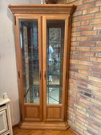 Eikenhouten vitrinekast met spiegel en verlichting, Huis en Inrichting, Kasten | Vitrinekasten, Gebruikt, Eikenhout, 150 tot 200 cm