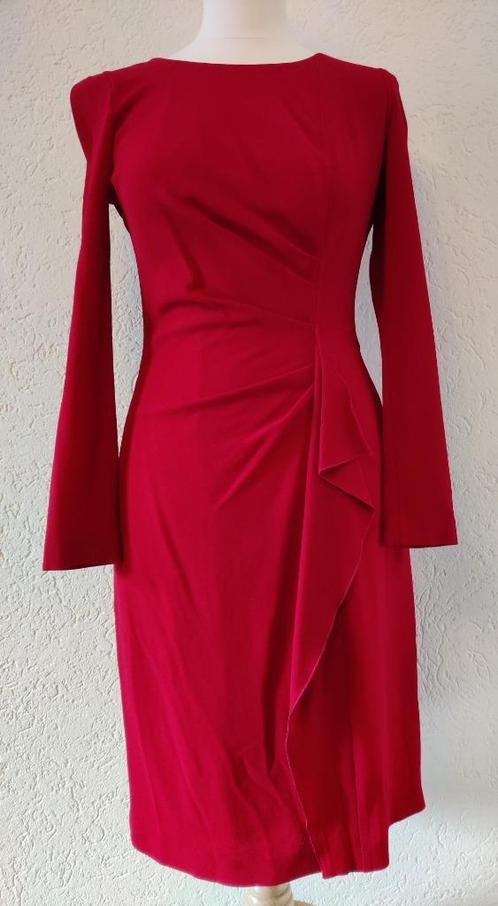 Paule Ka jurk warm rood met volante, Kleding | Dames, Jurken, Zo goed als nieuw, Maat 38/40 (M), Rood, Knielengte, Ophalen of Verzenden