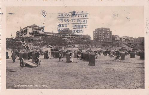 zandvoort  strand badhokjes 1934  tekst/zegel, Verzamelen, Ansichtkaarten | Nederland, Noord-Holland, 1920 tot 1940, Ophalen of Verzenden