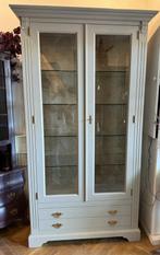 Grote vintage vitrinekast beige goud Hotel Chique kast VdlM, Ophalen, 100 tot 150 cm, 200 cm of meer, Zo goed als nieuw