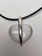 # Toenga ketting met hart van als het goed witte quartz, Sieraden, Tassen en Uiterlijk, Ophalen of Verzenden, Gebruikt, Wit, Steen of Mineraal