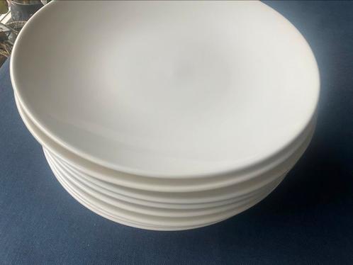 Witte onbijtborden 22.0 BIJENKORF / als nieuw / 8 stuks, Huis en Inrichting, Keuken | Servies, Zo goed als nieuw, Bord(en), Porselein