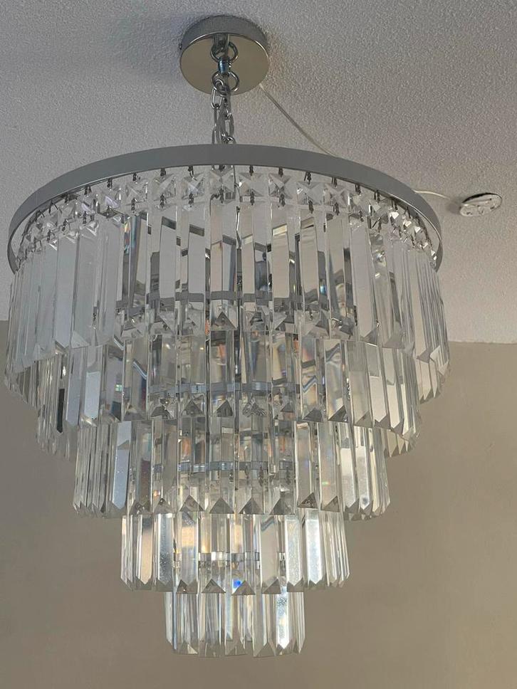 Kristallen Lamp met Extra Kristallen, Huis en Inrichting, Lampen | Hanglampen, Gebruikt, Minder dan 50 cm, Glas, Ophalen