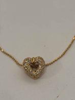 Astrelle Hartjes Ketting met Swarovski crystal, Sieraden, Tassen en Uiterlijk, Kettingen, Ophalen of Verzenden, Nieuw, Goud, Met strass