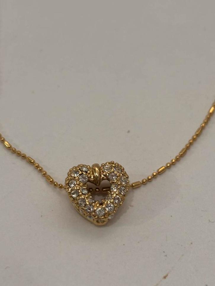 Astrelle Hartjes Ketting met Swarovski crystal, Sieraden, Tassen en Uiterlijk, Kettingen, Nieuw, Goud, Met strass, Ophalen of Verzenden