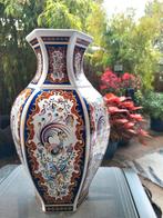 Chinese zeshoekige porseleinen vaas, 37 cm. Kleurrijk, pauw, Huis en Inrichting, Ophalen of Verzenden, Wit, Aardewerk of Porselein