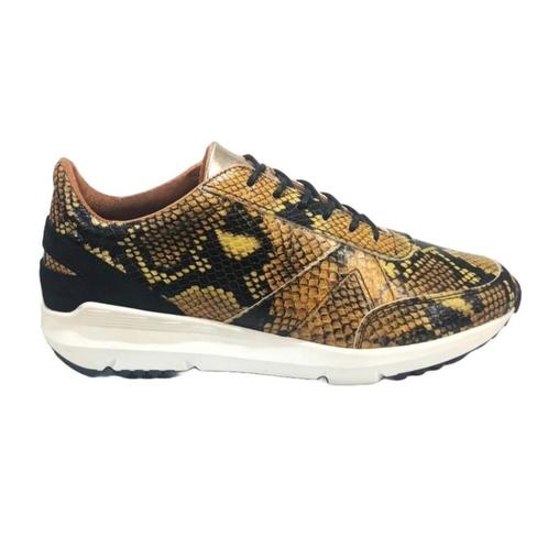 MUOVITI maat 38 lerensneaker geel-goud/zwart gratis verzend., Kleding | Dames, Schoenen, Nieuw, Sneakers of Gympen, Verzenden