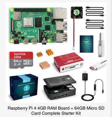 Raspberry Pi 4 Starter Kit - 4GB RAM, 64GB SD beschikbaar voor biedingen