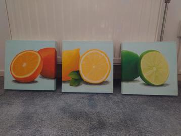 3 luik - Fruit/Citrus schilderijen  beschikbaar voor biedingen