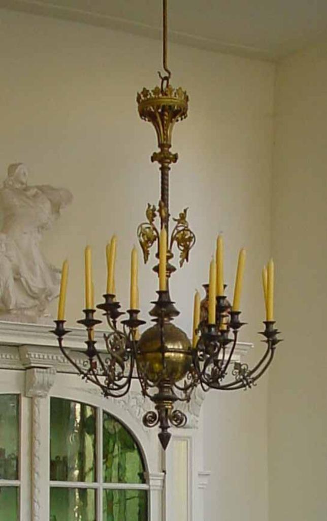 kroonluchter of kaarsenkroon messing, Huis en Inrichting, Lampen | Kroonluchters, Gebruikt, Metaal, Ophalen