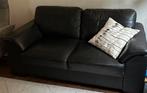 Prima zwarte leren twee of driezitter, Ophalen, Gebruikt, 150 tot 200 cm, Tweepersoons