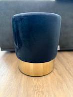 Zwarte Velvet Poef met Gouden Basis - Kare Design, Minder dan 50 cm, Rond, Minder dan 50 cm, Ophalen of Verzenden