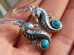Vanoli 925 zilveren zeepaard oorbellen met turquoise, Daiva1973@hotmail.com, Hangers, Vanoli, Blauw
