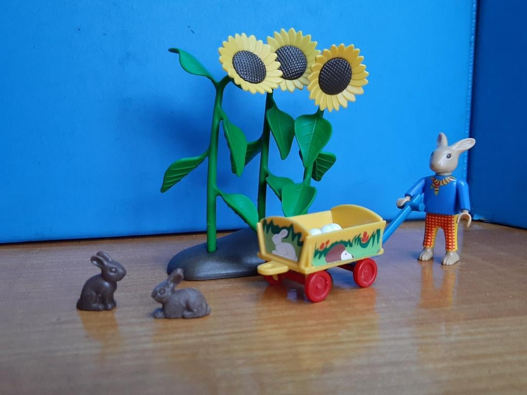 Pasen 4453 paashaas kind bolderkar zonnebloem 100% zeldzaam, Kinderen en Baby's, Speelgoed | Playmobil, Ophalen of Verzenden, Zo goed als nieuw