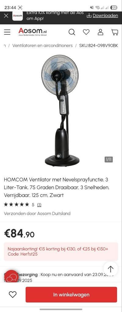 Ventilator met Nevelsprayfunctie.3 Liter-Tank,75GradenDraaib, Witgoed en Apparatuur, Ventilatoren, Nieuw, Ophalen of Verzenden
