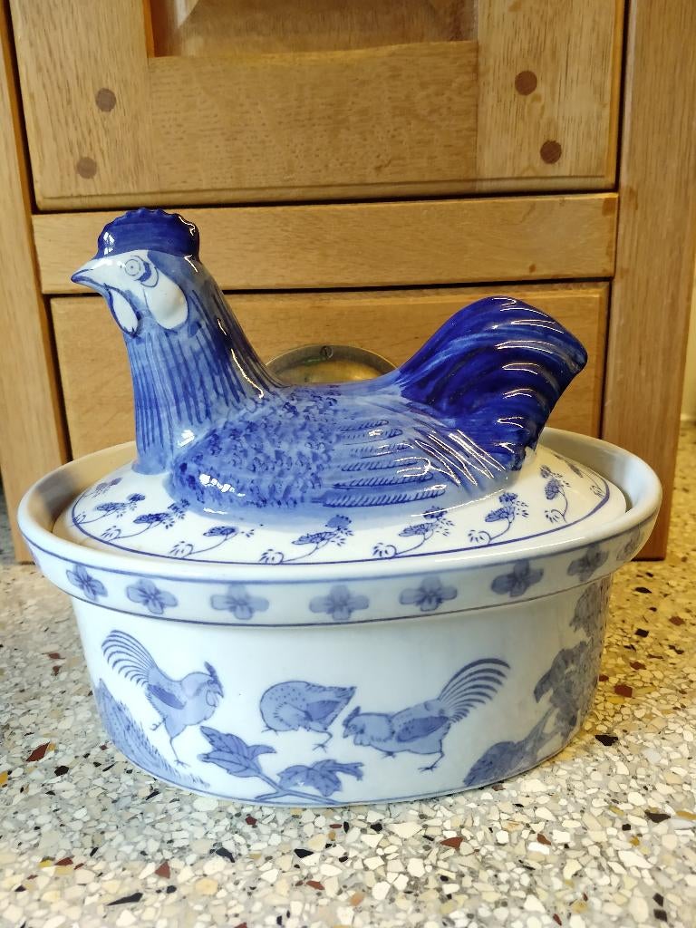 Paté terrine met deksel Kip blauw., Overige typen, Ophalen of Verzenden, Zo goed als nieuw, Overige stijlen