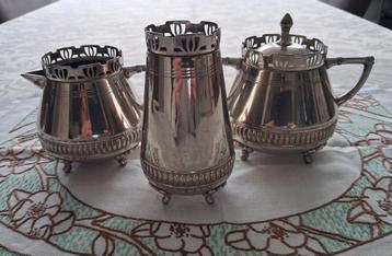 Jugendstil Theeservies - Alpaca/Tin - Duitsland ca. 1900 beschikbaar voor biedingen