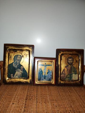 Drie prachtige reproducties van Byzantijnse iconen  beschikbaar voor biedingen