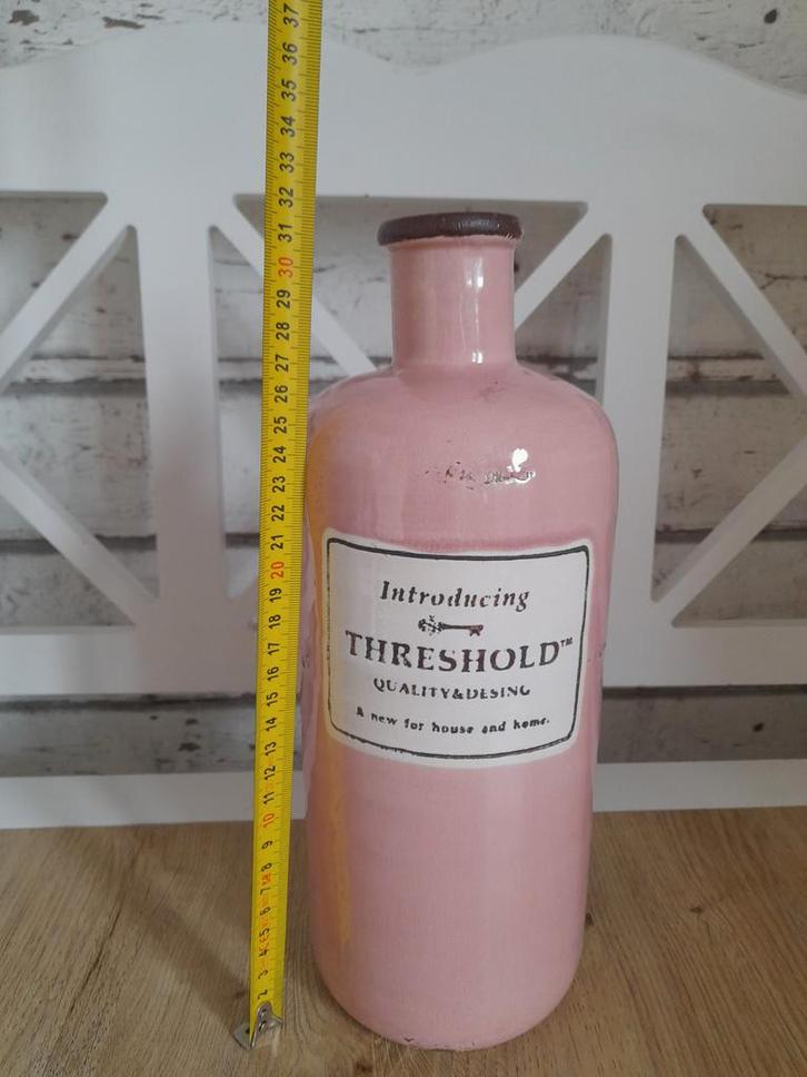 Roze vaas fles, Huis en Inrichting, Woonaccessoires | Vazen, Overige kleuren, Aardewerk of Porselein, Verzenden