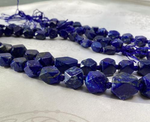 2 strengen grote facetvormige kralen edelsteen Lapis Lazuli, Hobby en Vrije tijd, Kralen en Sieraden maken, Nieuw, Kraal, Ophalen of Verzenden