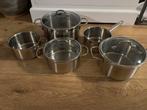 5 BK pannen, Huis en Inrichting, Keuken | Potten en Pannen, Ophalen, Zo goed als nieuw, Rvs, Pannenset