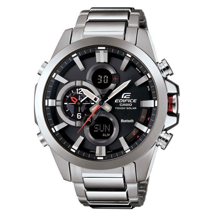 Casio Edifice ECB-500D-1AER Bluetooth 4.0, Sieraden, Tassen en Uiterlijk, Sporthorloges, Zo goed als nieuw, iOS, Zilver, Waterdicht