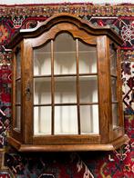 Vintage houten wand vitrinekastje, Ophalen of Verzenden