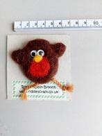 handgemaakte wol vilten broche roodborst 6x7 cm, Overige materialen, 4 tot 7 cm, Bruin, Nieuw