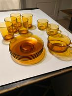 Vintage Amber Glazen Servies Set, Antiek en Kunst, Ophalen