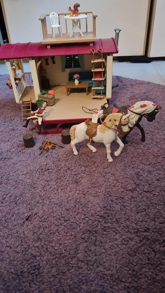 Schleich Woonwagen 42415, Kinderen en Baby's, Speelgoed | Poppenhuizen, Zo goed als nieuw, Toebehoren, Ophalen of Verzenden