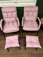 2 roze verstelbare stoelen met voetbankje, Tuin en Terras, Ophalen of Verzenden, Zo goed als nieuw